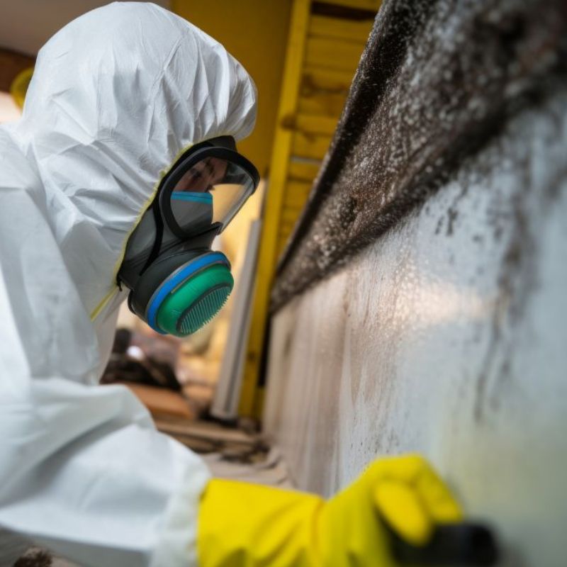 person removing mold
