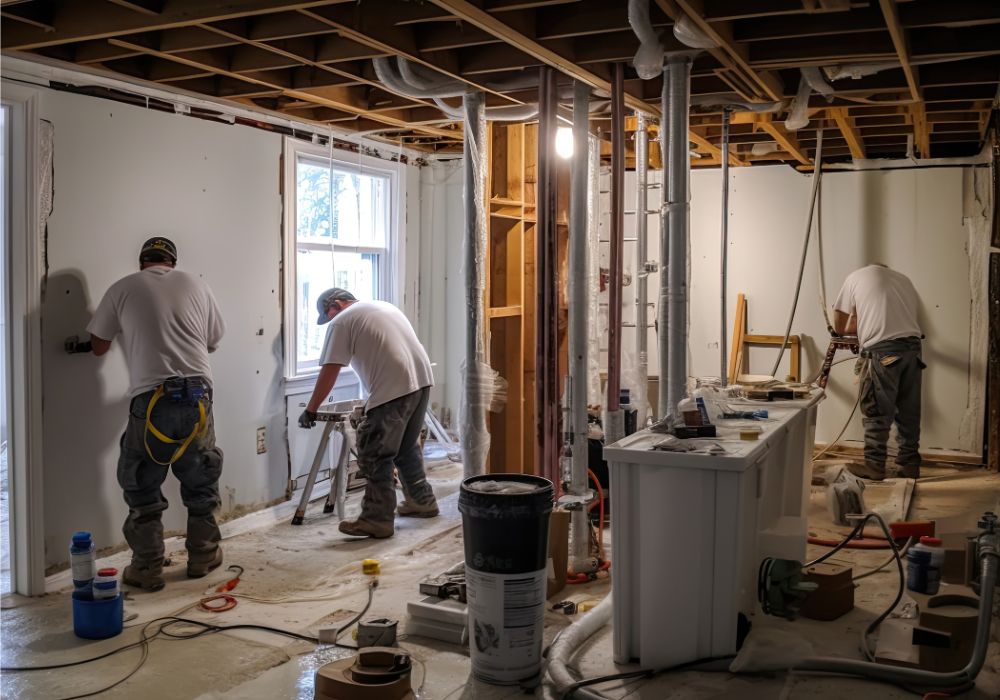 restoration services workers - sewage cleanup