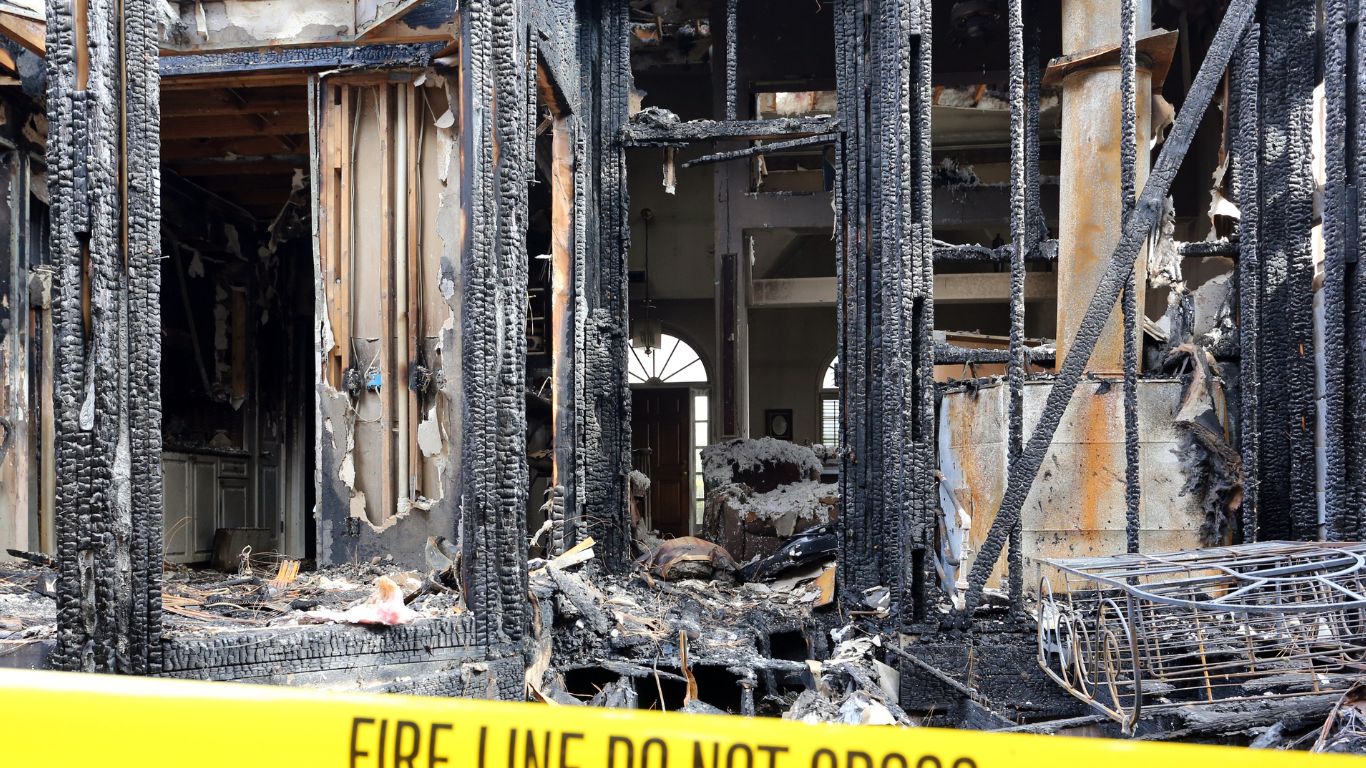Fire damaged house