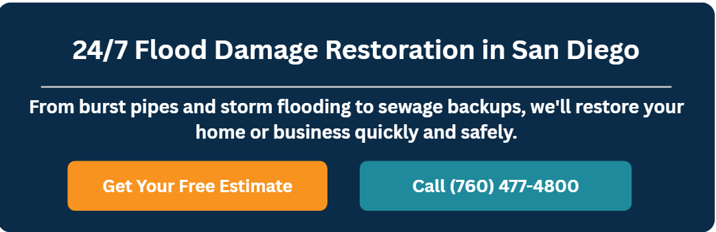 24/7 flood damage restoration in San Diego, from burst pipes and storm flooding to sewage backups
